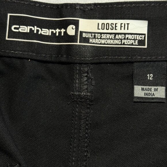 Carhartt Women's Rugged Flex Loose Black Canvas Work Shorts Sz 12 NWT 10" Inseam - Picture 5 of 11